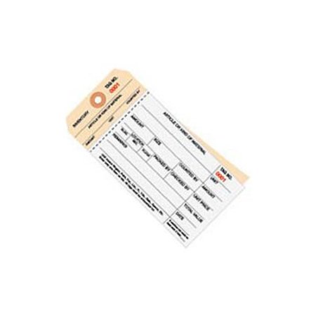 THE PACKAGING WHOLESALERS 2 Part Carbonless Stub Style Inventory Tags, 500-999, #8, 6-1/4"L x 3-1/8"W, 500/Pack G19021